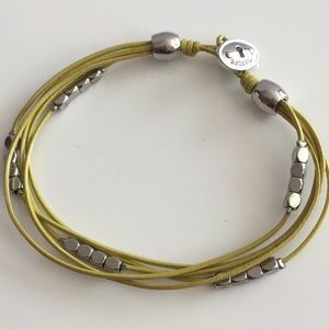 Fossil leather and silver bracelet